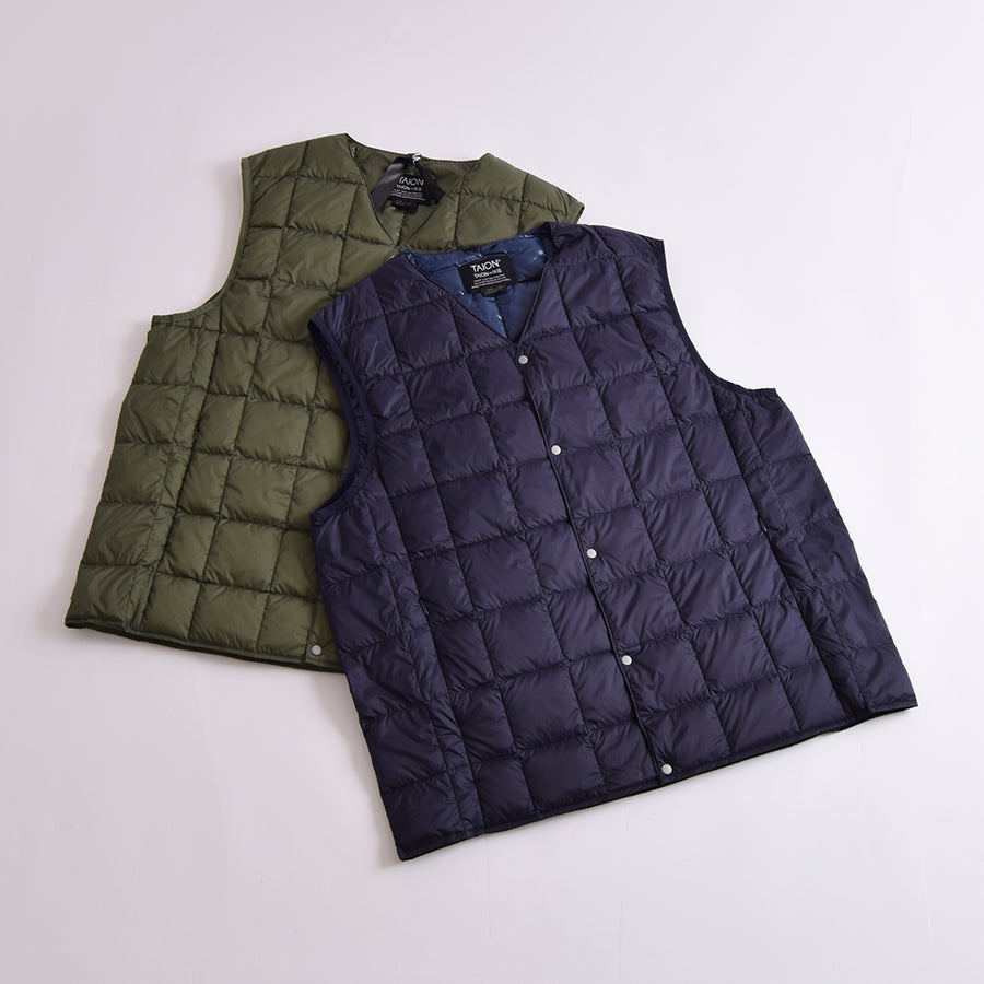 Taion Olive V Neck Down Vest