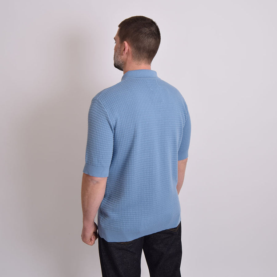 Far Afield Allure Blue Ribbed Waffle Renard Polo