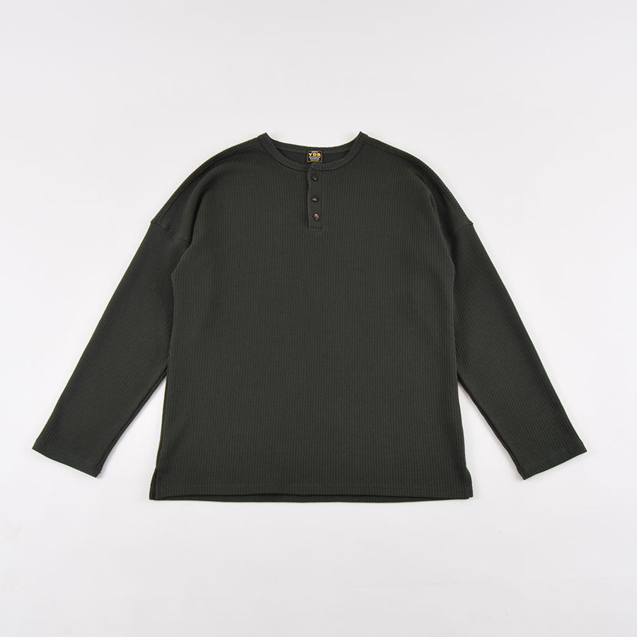 VDR Forest Green Ribbed Cozy Long Sleeve Henley Tee