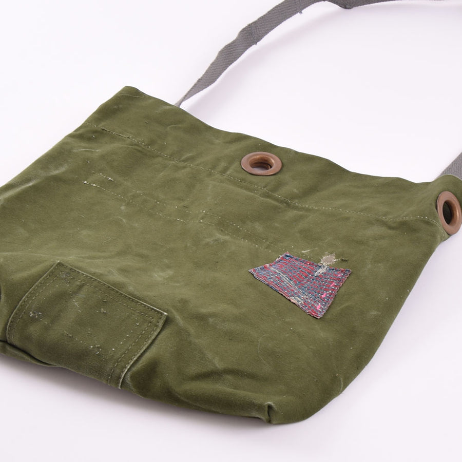 Hubb P.O.R Repurposed Vintage Military Kit Bag Messenger Bag With Kantha Patch