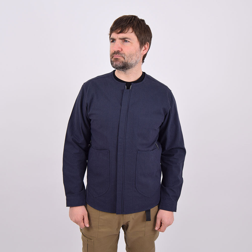 TMCAZ Teithwyr Navy & Black Check Collarless Shirt – Rivet Clothing Store