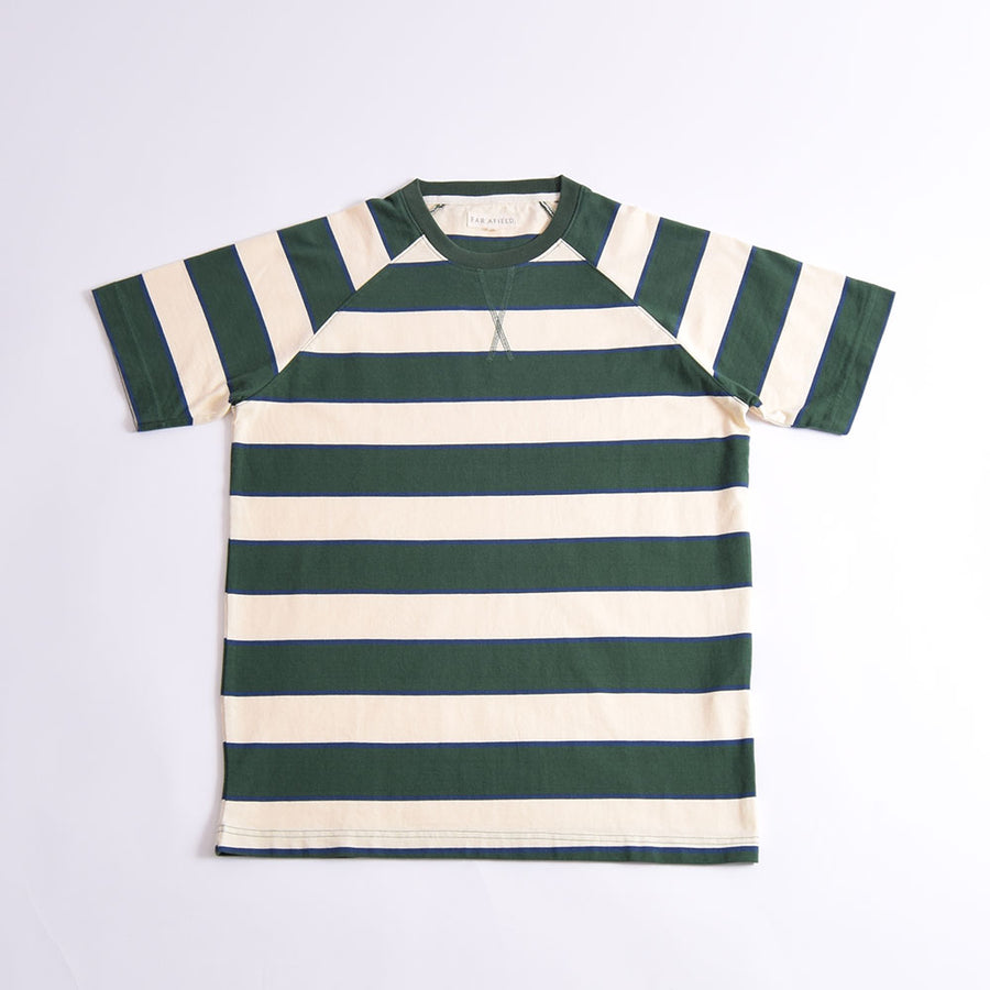 Far Afield Dark Green & Pearl Dos Stripe Tee