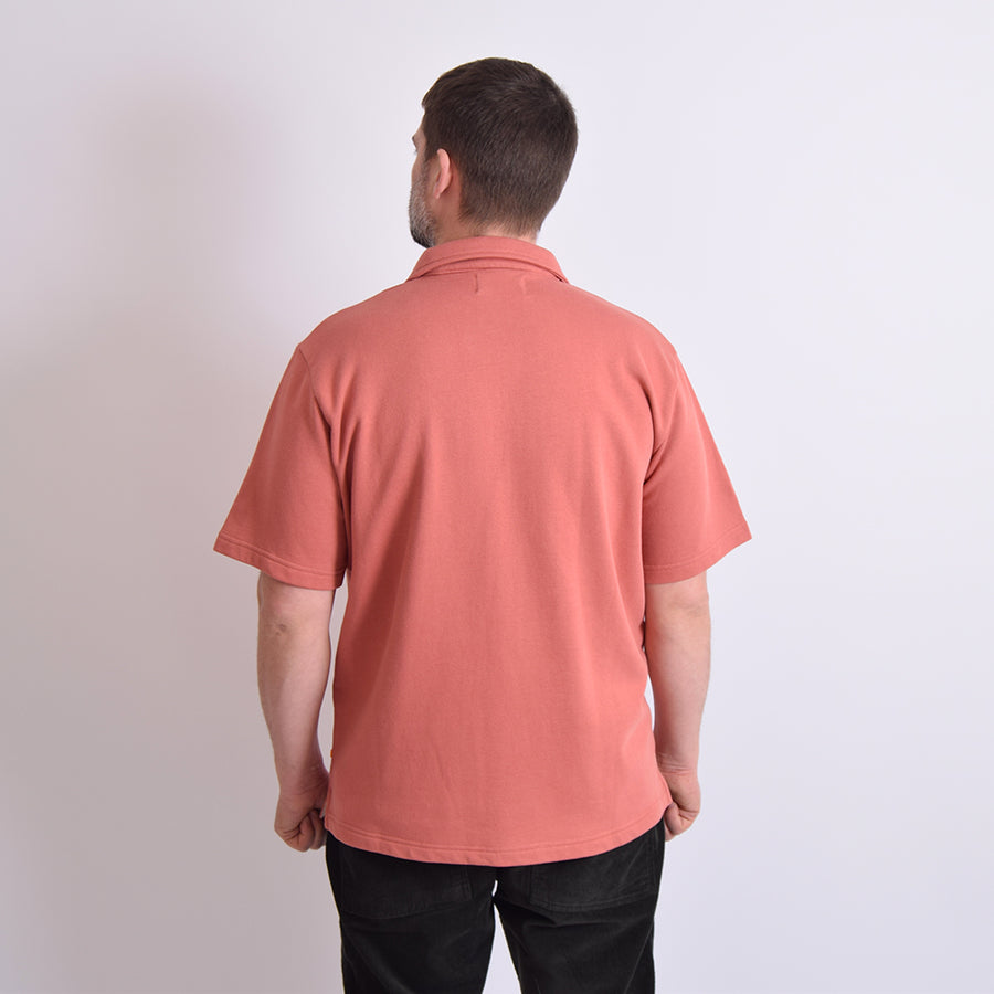 Far Afield Mahogany Pink Half Zip Collared Sweatshirt
