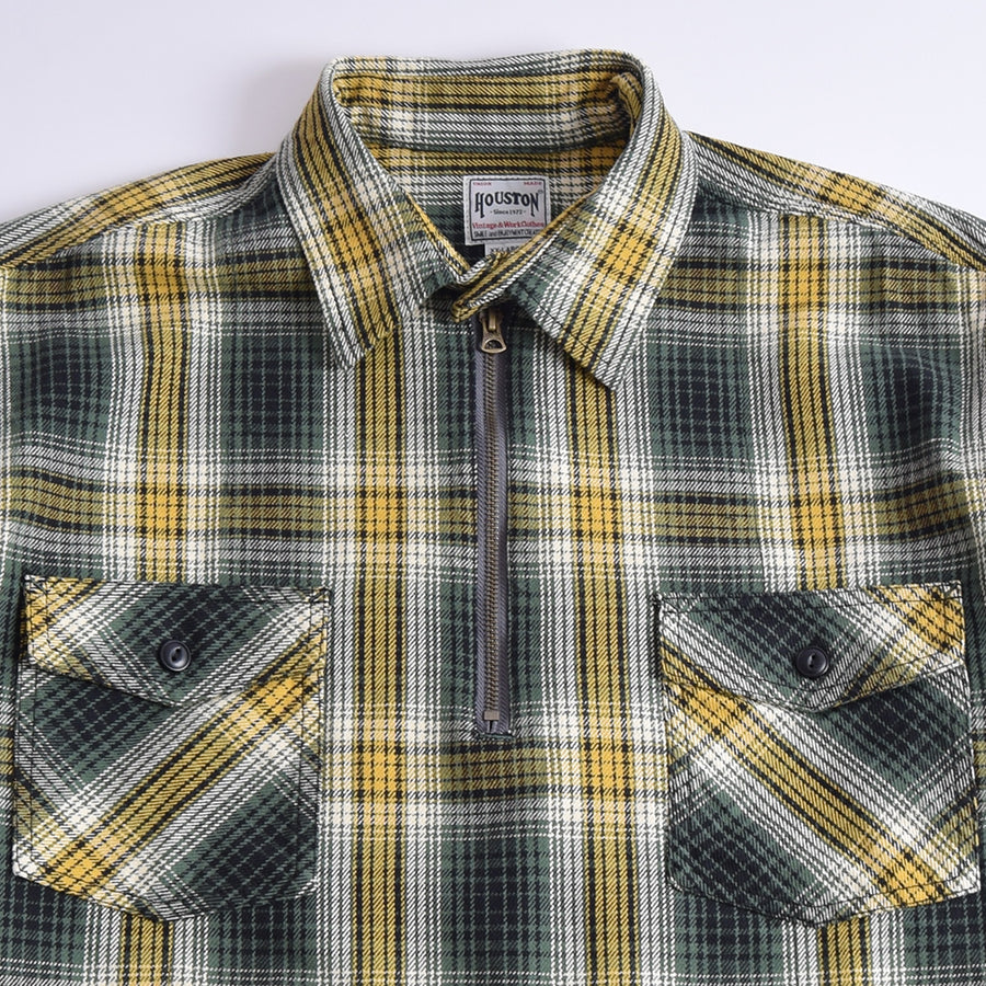 Houston Green & Yellow Check Half Zip Pullover Shirt